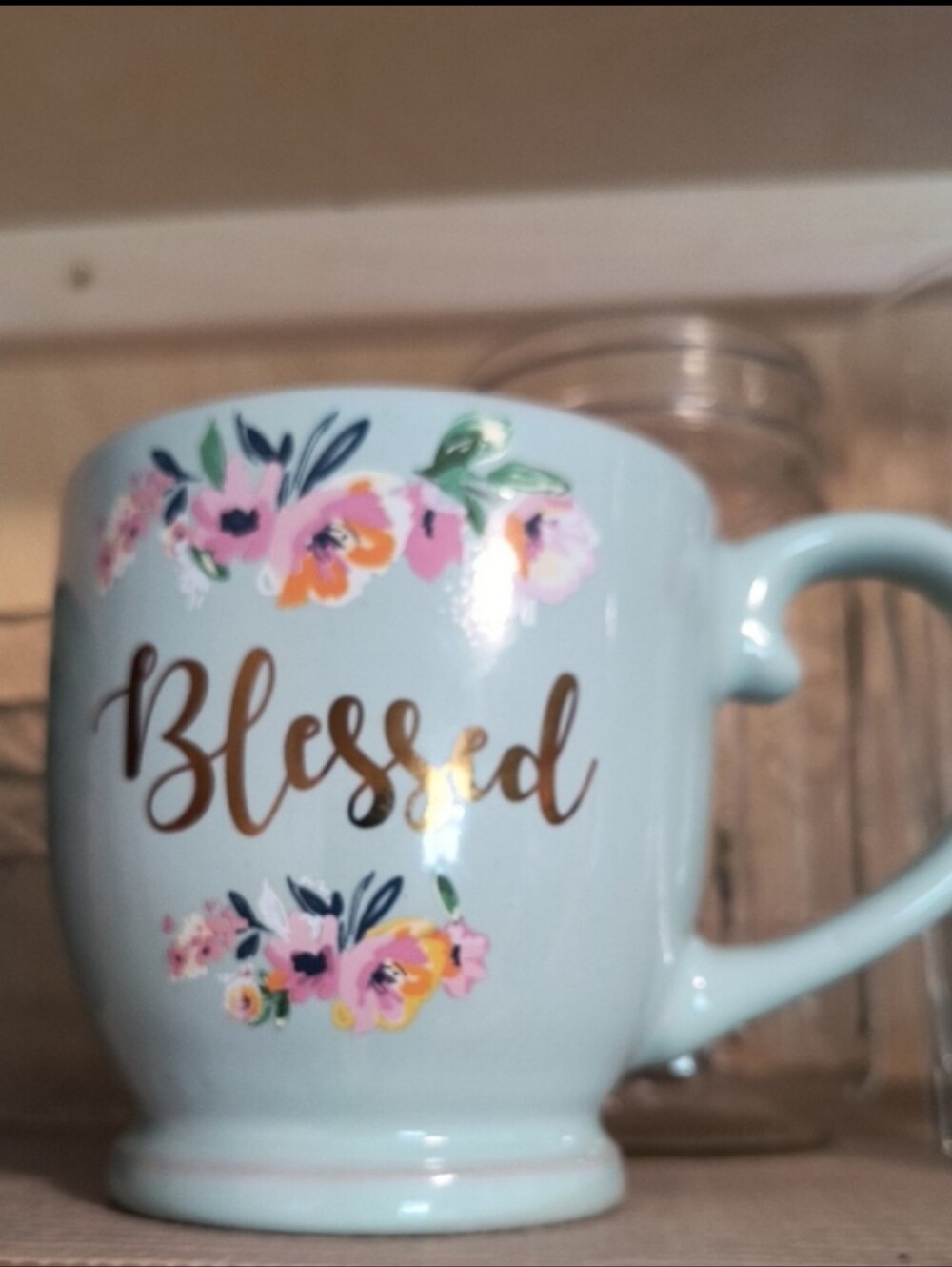 Floral 'Blessed' Mug